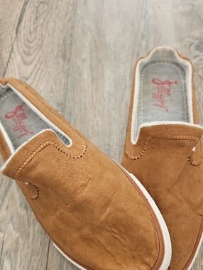 Jellypop Tan Suede Slip-On Loafers